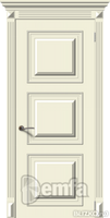 Дверь межкомнатная МДФ Багет-1 эмаль крем ПГ патина серебро