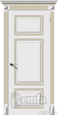 Дверь межкомнатная МДФ о Увертюра эмаль белая ПГ патина золото