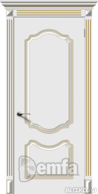 Дверь межкомнатная МДФ Фолк эмаль белая ПГ патина золото