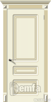 Дверь межкомнатная МДФ Трио эмаль крем ПГ патина золото