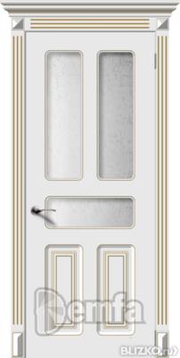 Дверь межкомнатная МДФ Опера эмаль белая ПО патина золото