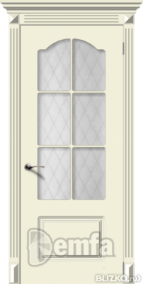 Дверь межкомнатная МДФ Классика эмаль крем ПО патина серебро