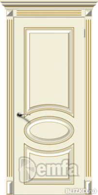 Дверь межкомнатная МДФ Джаз эмаль крем ПГ патина золото