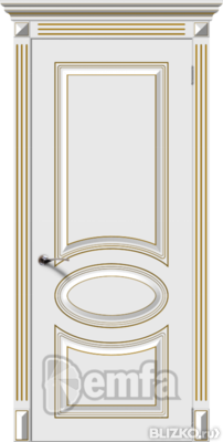Дверь межкомнатная МДФ Джаз эмаль белая ПГ патина золото