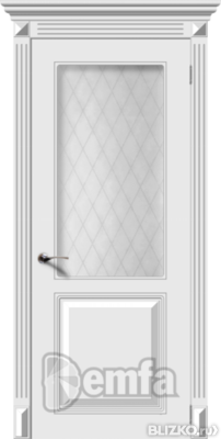 Дверь межкомнатная МДФ Блюз эмаль белая ПО патина серебро