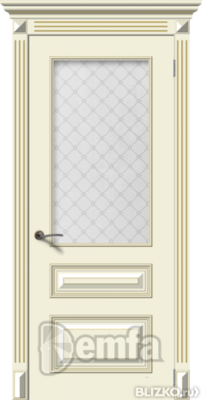 Дверь межкомнатная МДФ Багет-3 эмаль крем ПО патина серебро