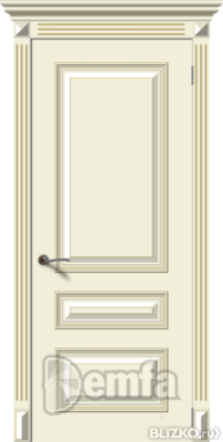Дверь межкомнатная МДФ Багет-3 эмаль крем ПГ патина серебро