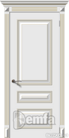 Дверь межкомнатная МДФ Багет-3 эмаль белая ПГ патина золото