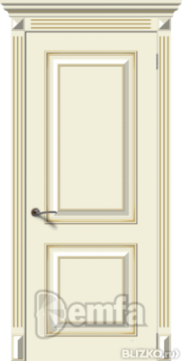 Дверь межкомнатная МДФ Багет-2 эмаль крем ПГ патина серебро