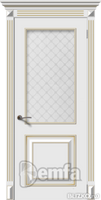Дверь межкомнатная МДФ Багет-2 эмаль белая ПО патина золото