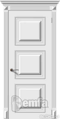 Дверь межкомнатная МДФ Багет-1 эмаль белая ПГ патина серебро