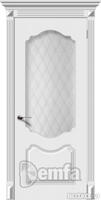 Дверь межкомнатная МДФ Фолк эмаль белая ПО патина серебро