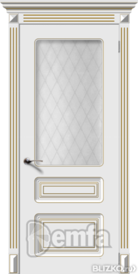 Дверь межкомнатная МДФ Трио эмаль белая ПО патина золото