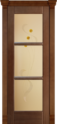 Дверь межкомнатная Рубикон с перемычками со стеклом "Альмерия" шпон