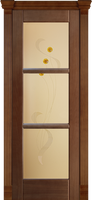 Дверь межкомнатная Рубикон с перемычками со стеклом "Альмерия" шпон
