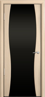 Дверь межномнатная Плаза ДО со стеклом (черный триплекс) шпон беленый дуб