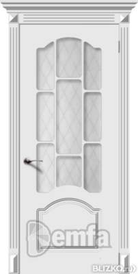 Дверь межкомнатная МДФ Сюита эмаль белая ПО патина серебро