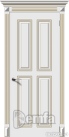 Дверь межкомнатная МДФ Ретро 4 эмаль белая ПГ патина золото