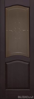 Дверь межкомнатная, Лео остекленная, цвет венге, массив ольхи