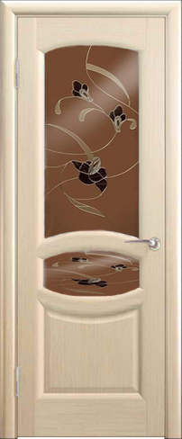Дверь межкомнатная Веста 6 шпон беленый дуб со стеклом "Азалия"