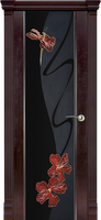 Дверь межкомнатная Палермо-3 со стеклом "Клематис-1" шпон венге