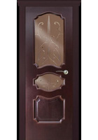 Дверь межкомнатная Алина-4 шпон красное дерево тон КДсо стеклом "Лиана" к