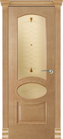Дверь межкомнатная Алина-4 шпон анегри тон -4 со стеклом "Сория"