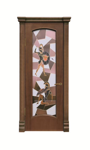 Дверь межномнатная Экзотика шпон анегри тон-1 ДО со стеклом "Воин" класси
