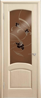 Дверь межкомнатная Веста 5 шпон беленый дуб со стеклом "Азалия"