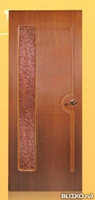 Дверь межкомнатная шпонированная Хайтек, цвет красное дерево, со стеклом
