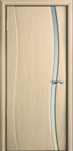 Дверь межномнатная Волна 1 шпон беленый дуб ДО со стеклом молочный трипле