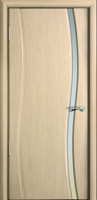 Дверь межномнатная Волна 1 шпон беленый дуб ДО со стеклом молочный трипле