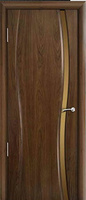 Дверь межкомнатная Плаза1 со стеклом (бронза) шпон орех