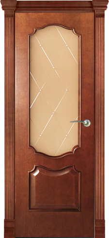 Дверь межномнатная Анкона шпон вишня натуральная, тон вишня со стеклом "В