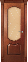 Дверь межномнатная Анкона шпон вишня натуральная, тон вишня со стеклом "Ве