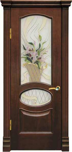 Дверь межномнатная Алина-6 шпон красное дерево тон-КД ДО со стеклом "Корз