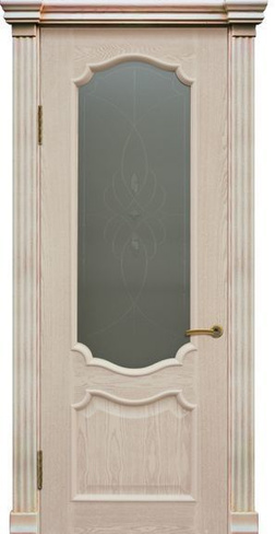 Дверь межкомнатная Анкона шпон ясень натуральный, тон-6 БЕЛЫЙ со стеклом