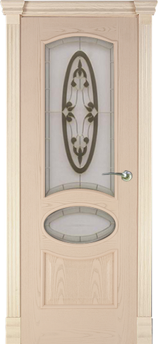 Дверь межномнатная Алина-4 шпон анегри тон-2 ДО со стеклом "Бетта-2" клас