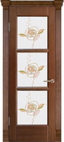 Дверь межкомнатная Рубикон с перемычками со стеклом "Розарий" шпон анегри