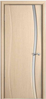 Дверь межномнатная Волна 1 шпон беленый дуб со стеклом молочный триплекс