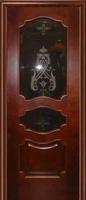 Дверь межномнатная Аликанте шпон вишня натуральная, тон вишня ДО со стекл