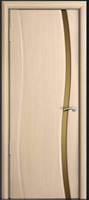 Дверь межкомнатная Волна шпон беленый дуб ДО со стеклом бронзовый трипле