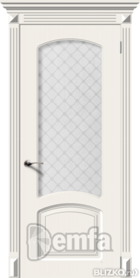 Дверь межкомнатная МДФ Ария эмаль белая ПО патина серебро