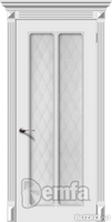Дверь межкомнатная МДФ Ретро 2 эмаль белая ПО патина серебро