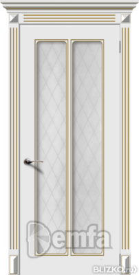 Дверь межкомнатная МДФ Ретро 2 эмаль белая ПО патина золото