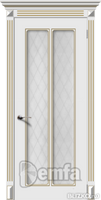 Дверь межкомнатная МДФ Ретро 2 эмаль белая ПО патина золото