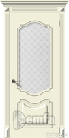 Дверь межкомнатная МДФ Багет-4 эмаль крем ПО патина серебро