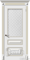 Дверь межкомнатная МДФ Багет-3 эмаль белая ПО патина золото