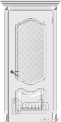 Дверь межкомнатная МДФ Багет-4 эмаль белая ПО патина золото