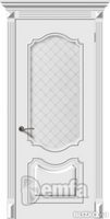 Дверь межкомнатная МДФ Багет-4 эмаль белая ПО патина золото